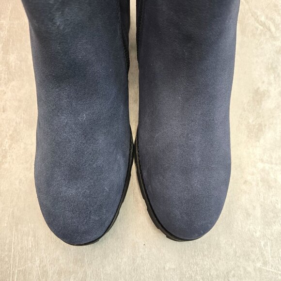 OTBT Waterproof Ankle Wedge Booties Sz 8.5 Navy Blue Suede Outdoor Comfort Boots - Picture 9 of 11